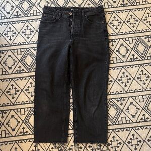 Zara Charcoal Black Distressed Denim Pants
